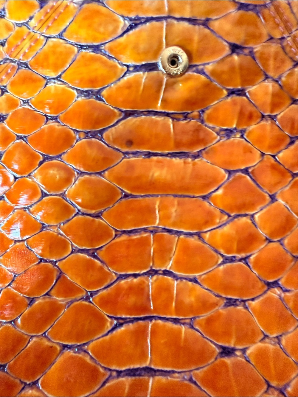 MCM Orange Embossed Leather shoulder Bag - Picture 6 of 14
